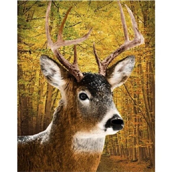 New Deer Buck Fall Colors Autumn Leaves Soft Fleece Throw Gift Blanket Doe Fawn - Picture 2 of 2